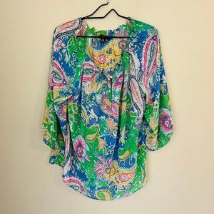 Chaps Colorful Paisley Chiffon Blouse SZ 2x